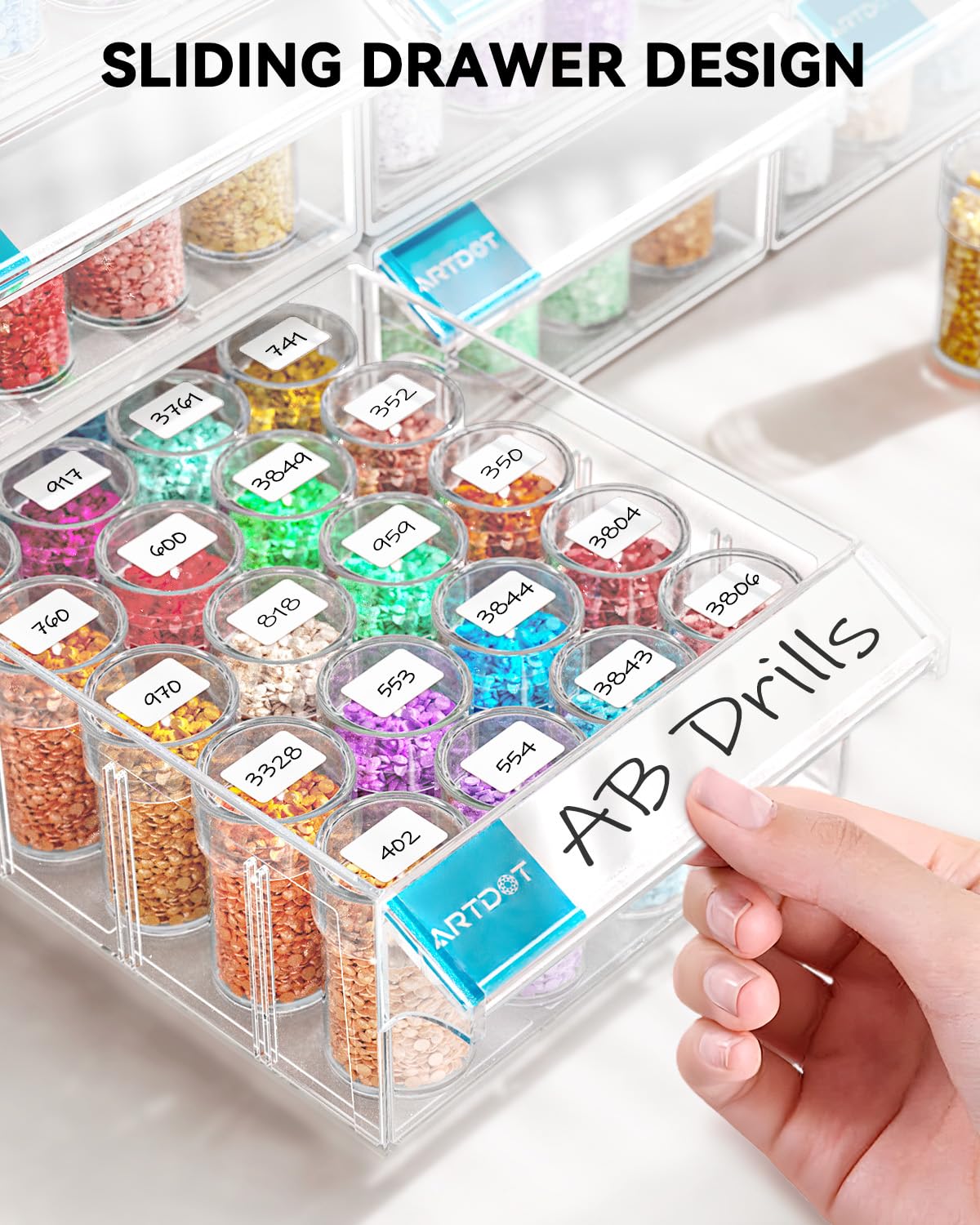 ARTDOT 60 Slots Storage Container for Diamond Art Kits for Adults, Portable Bead Storage Boxes for Diamond Painting Accessories and Tools