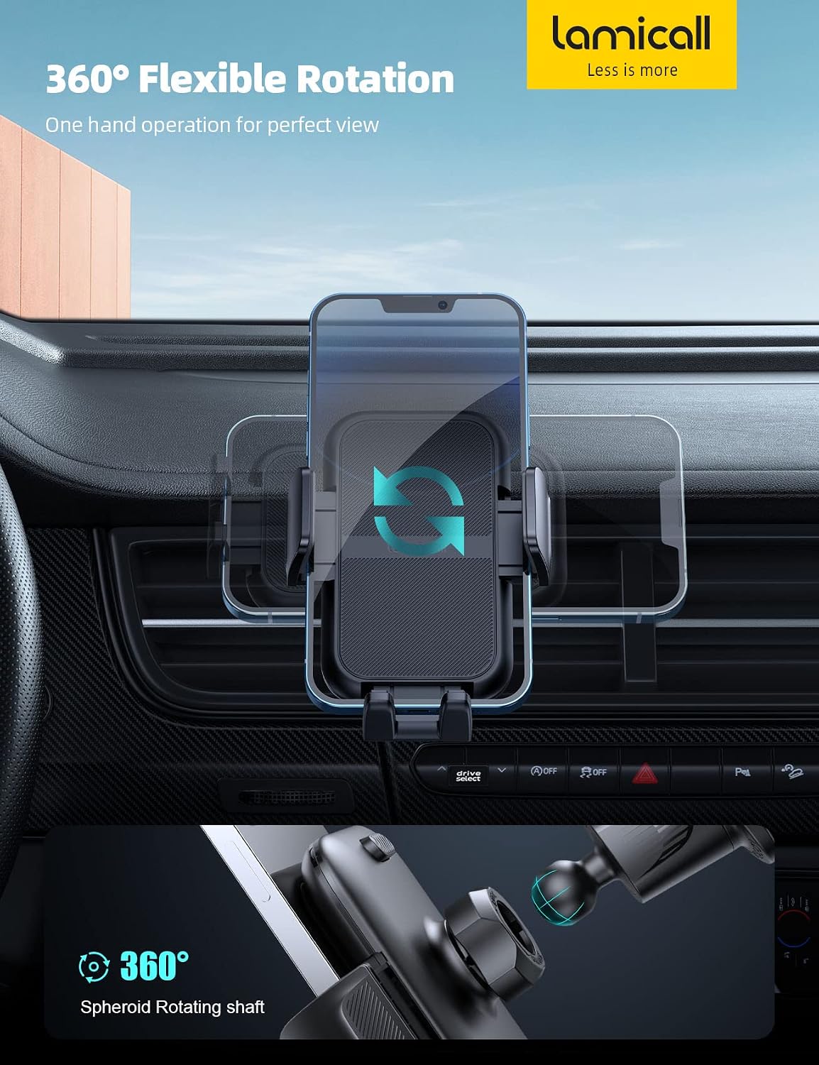 Lamicall 2026 Wider Clamp & Metal Hook Car Phone Holder Vent Accessories