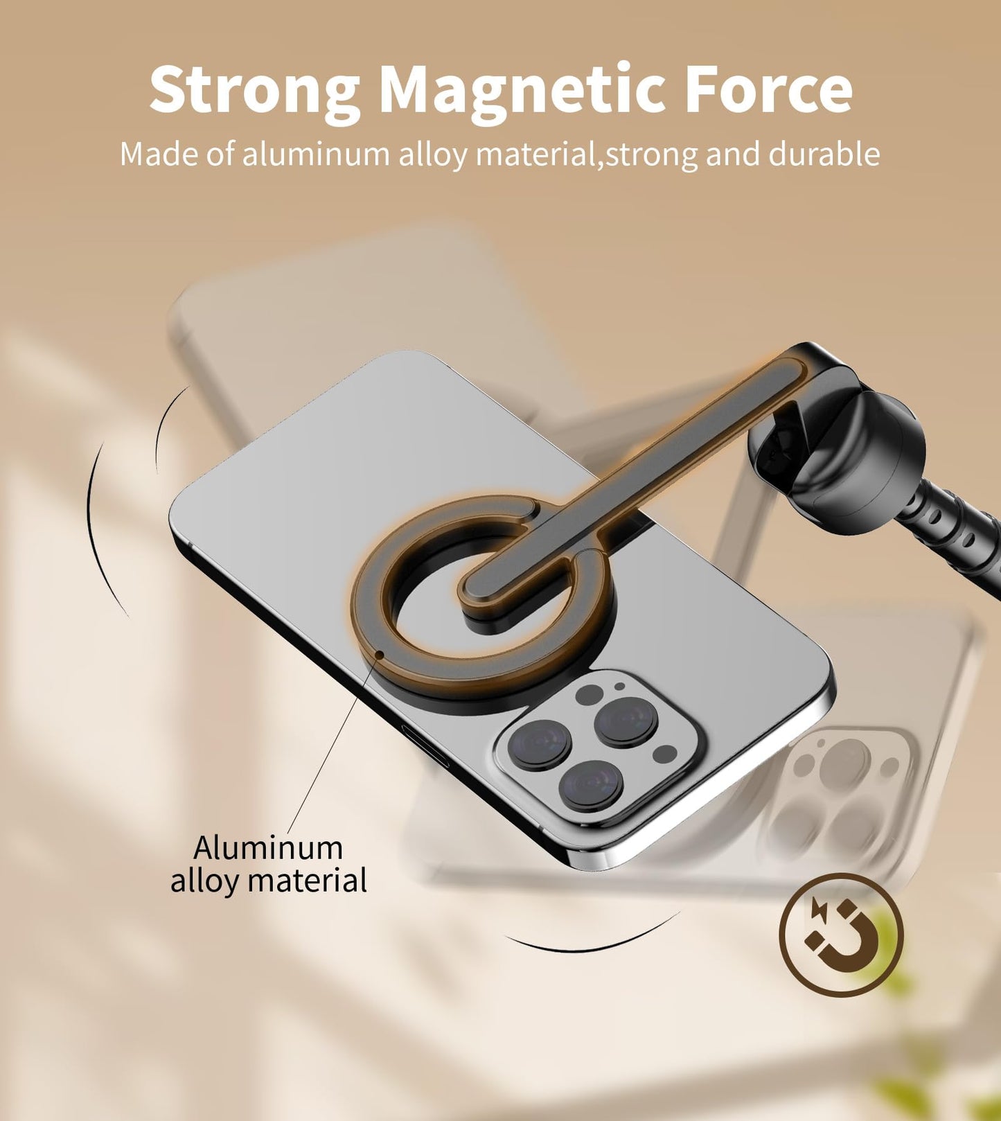 TONEOF 68" Magnetic Aluminum Phone Tripod Selfie Stick for iPhone & Android
