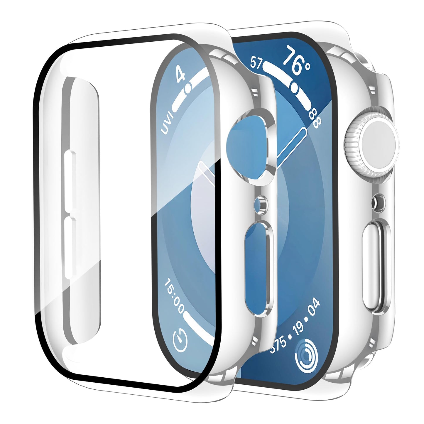 Smiling 2 Pack Case Compatible with Apple Watch SE 3 (2025)/ SE 2/ SE/Series 6/5/4 40mm with Tempered Glass Screen Protector, Hard PC Case Overall Protective Cover- 1 Blue+ 1 Transparent