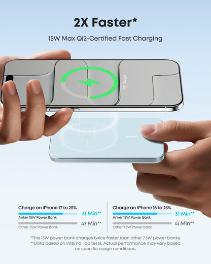 Anker Nano Magnetic Power Bank, 5,000mAh Qi2-Certified 15W Portable Charger