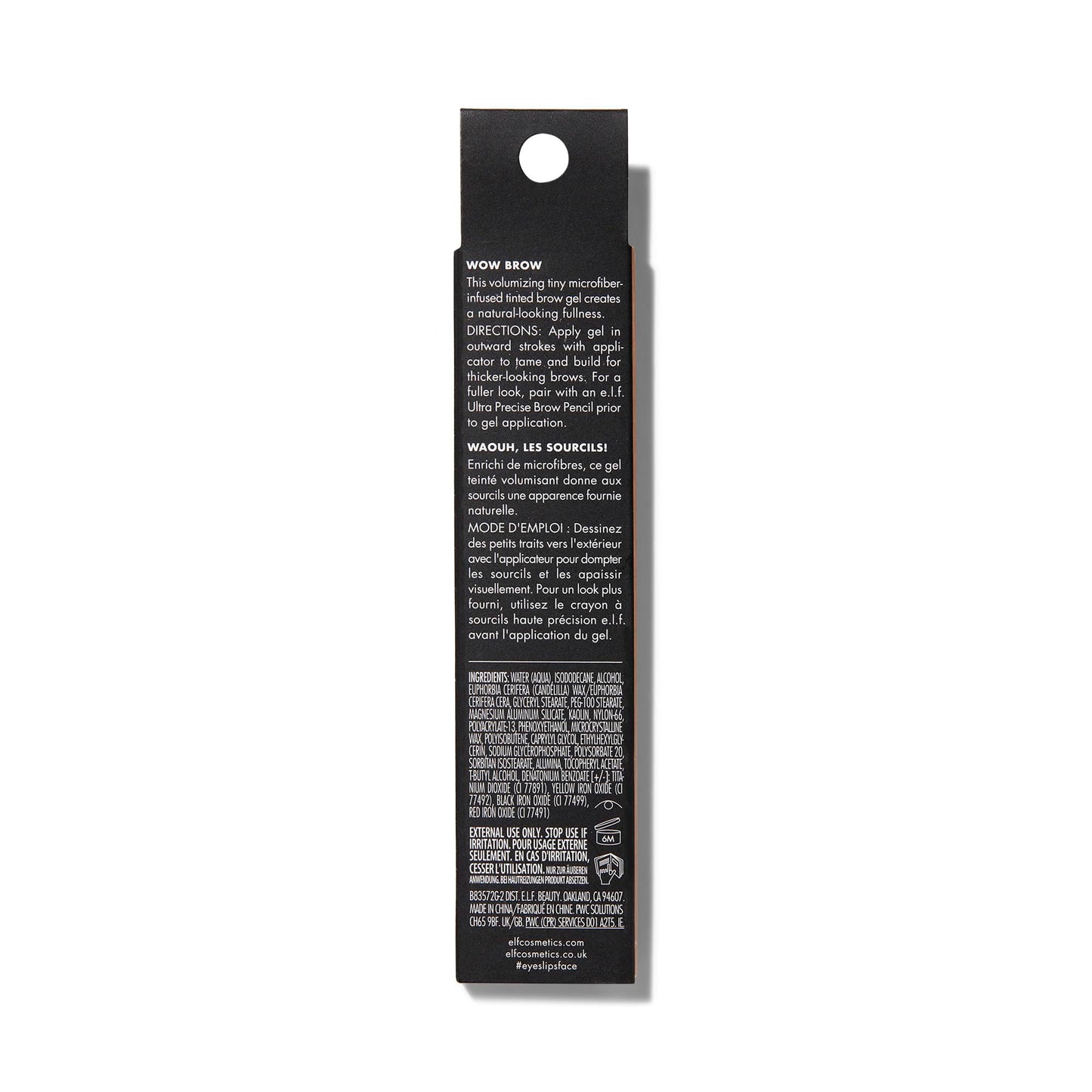 e.l.f. Wow Brow Gel, Volumizing, Buildable, Wax-Gel Hybrid, Creates Full, Voluminous-Looking Brows, Locks Brow Hairs In Place, Deep Brown