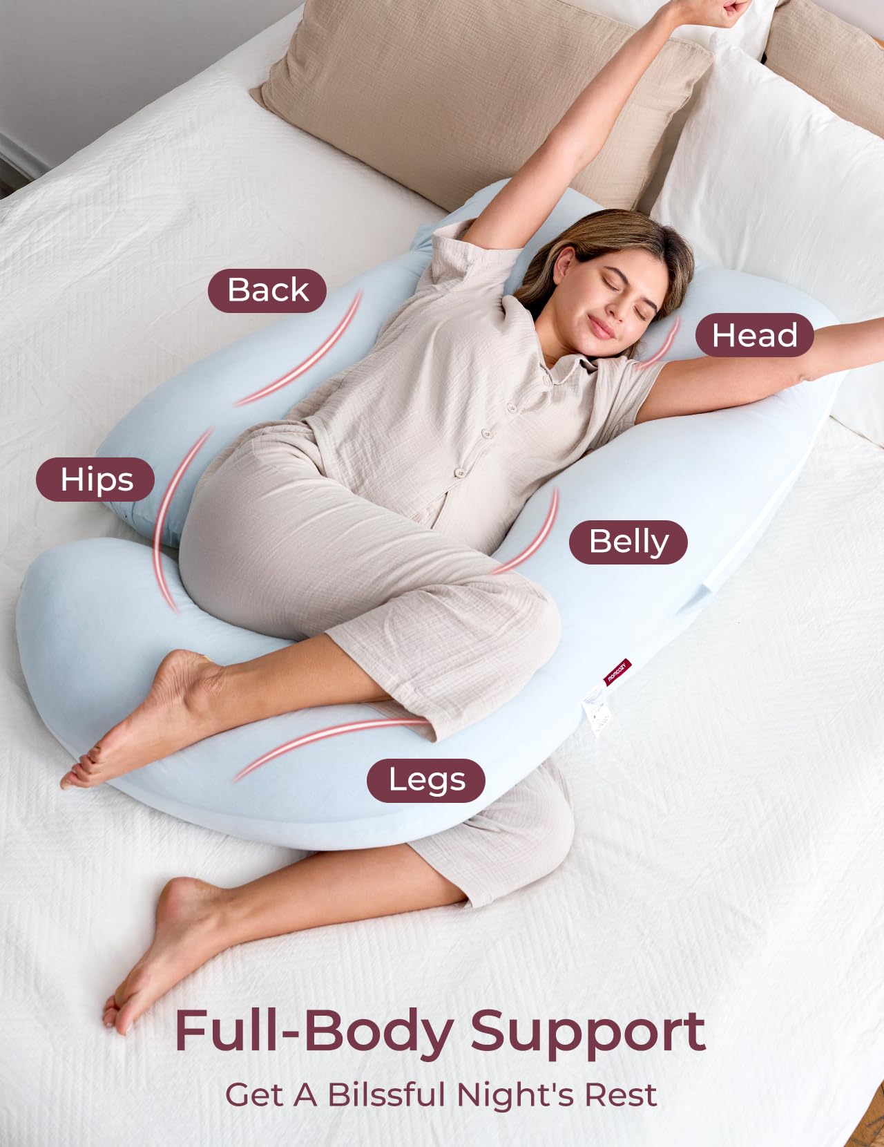 Momcozy Pregnancy Pillow for Sleeping - U Shaped Full Body Maternity Pillow