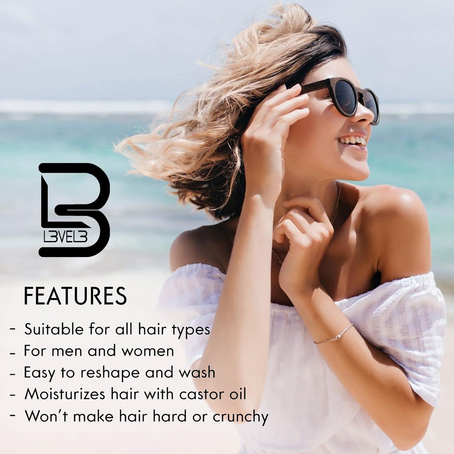 L3 Level 3 Sea Salt Spray for Hair, Texturizing, Beachy Waves, 8.45 fl oz