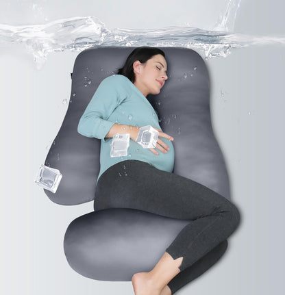 MOON PARK Pregnancy Pillows for Sleeping - U Shaped Full Body Maternity Pillow with Removable Cover - Support for Back, Legs, Belly, HIPS - 65 Inch - Aquamarine
