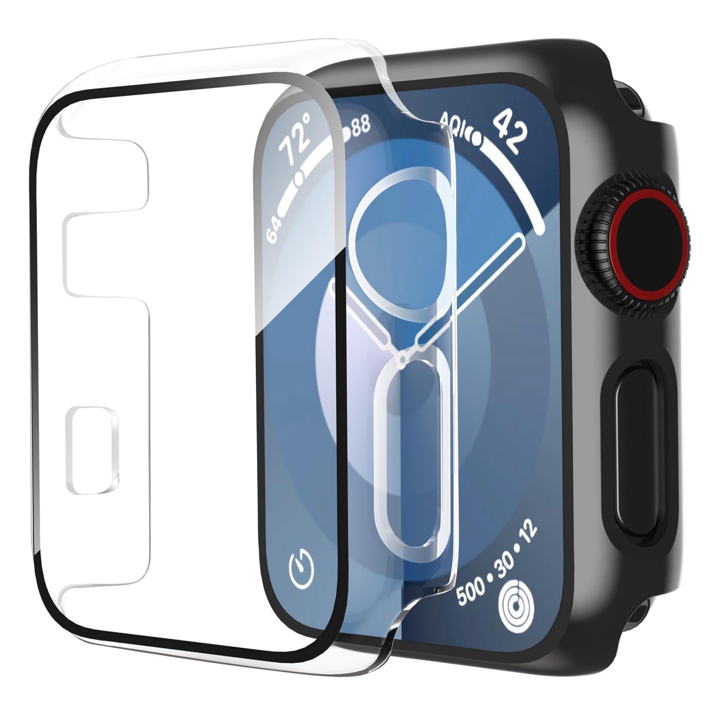 Smiling 2 Pack Case Compatible with Apple Watch SE 3 (2025)/ SE 2/ SE/Series 6/5/4 40mm with Tempered Glass Screen Protector, Hard PC Case Overall Protective Cover- 1 Blue+ 1 Transparent