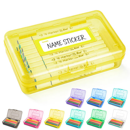 Clear Plastic Hard Pencil box Case with Personalized Sticker for Girl Boy