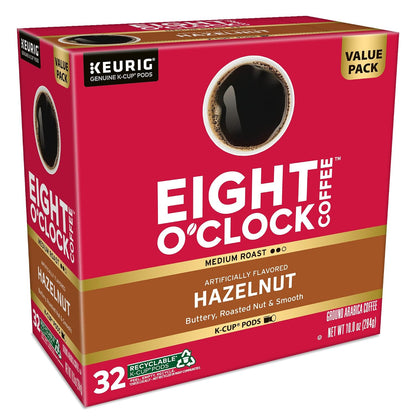 Eight O'Clock Coffee Hazelnut, Single-Serve Keurig K-Cup Pods, Flavored Medium Roast Coffee Pods, 96 Count