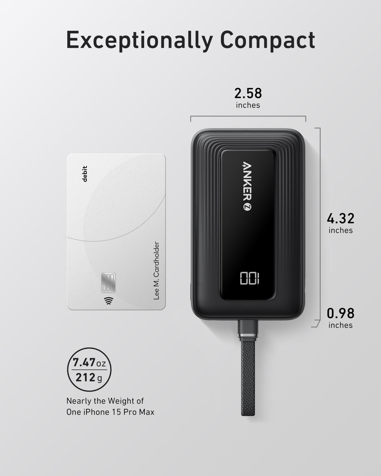 Anker Zolo Power Bank,20,000mAh 30W Portable Charger with Built-in USB-C