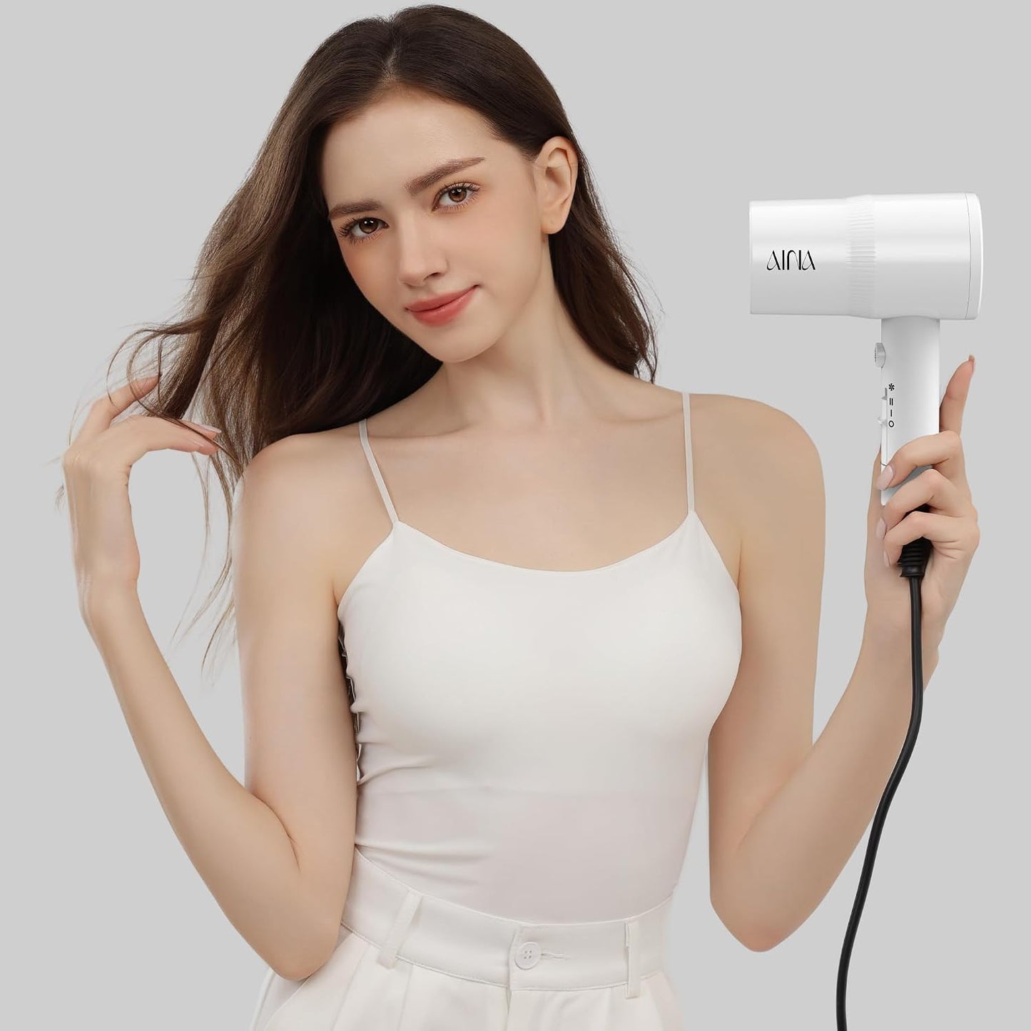 AINA Diffuser Hair Dryer Full-Featured Blow Dryer 110V/1600W(Ash Grey)