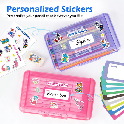 Double Layer Plastic Clear Hard Colored Pencil Box Case Pen Crayon Box