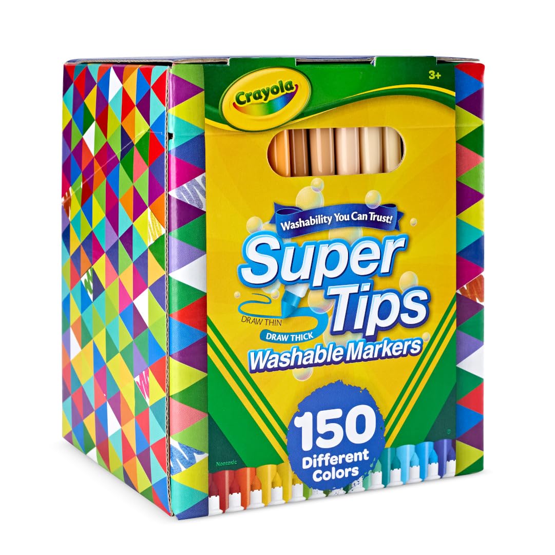 Crayola Super Tips Marker Set (100ct), Fine Point Washable Markers, Teacher Must Haves, Back to School Supplies for Kids & Adults, Art Supplies, Ages 3+