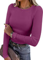 ANRABESS Women Long Sleeve Shirts Ribbed Fitted Tops