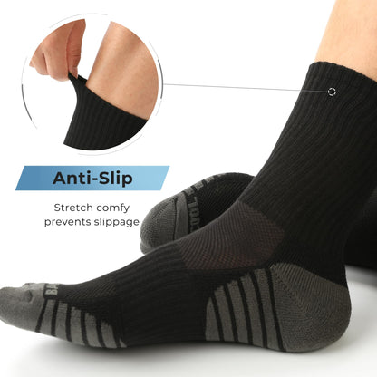 BAMBOO COOL Men's Crew Socks Athletic Cushioned Moisture Wicking 6 Pairs