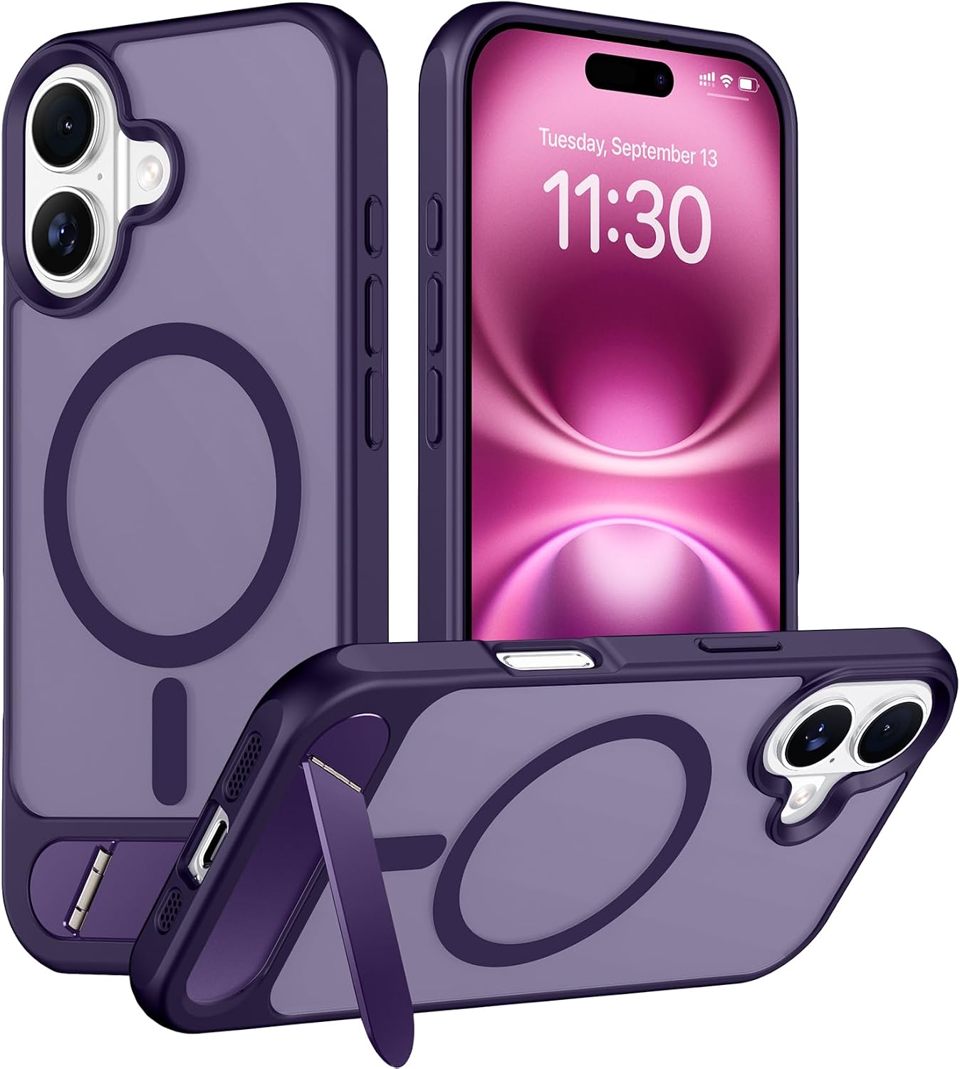 Magnetic Compatible with iPhone 14 Pro Max Case, [Built-in Invisible Kickstand][Compatible with MagSafe] [Military Grade Shockproof] Slim Translucent Matte Phone Case for iPhone 14 Pro Max 6.7"