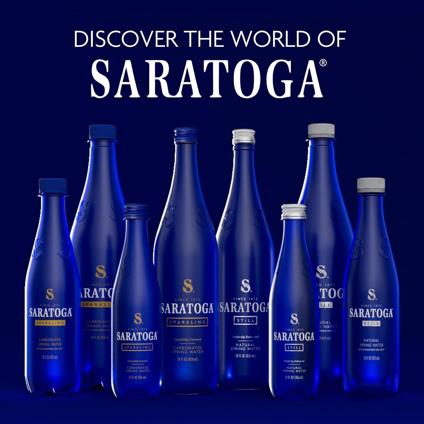 Saratoga Sparkling Water Bottles, 24-Pack – Carbonated Spring Bottled Water – Recycled PET Plastic Bottles – 16 Fl Oz