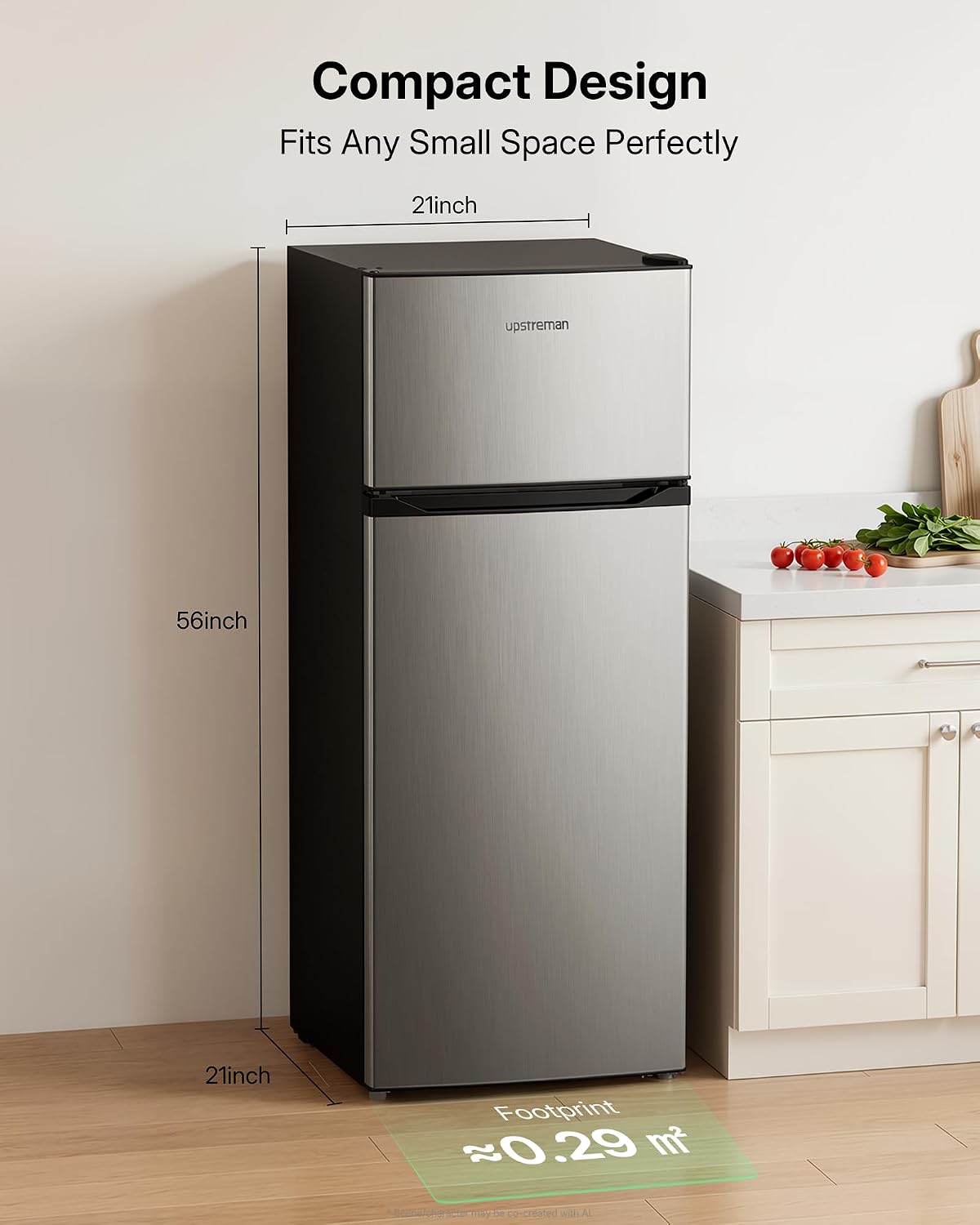 Upstreman 7.7 Cu.Ft. Refrigerator with Freezer Double Door Refrigerator