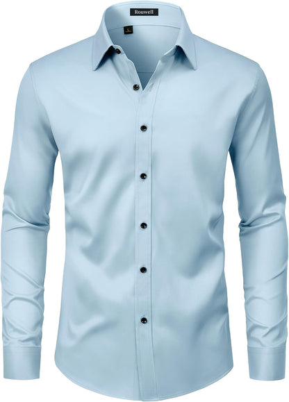 Men’s Wrinkle Free Dress Shirts Regular Fit Long Sleeve Non Iron Business Casual Wedding Stretch Button Down Shirt