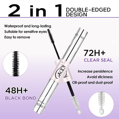 GAQQI Lash Cluster Glue, Waterproof Bond and Seal Lash Glue, Black - 2PCS