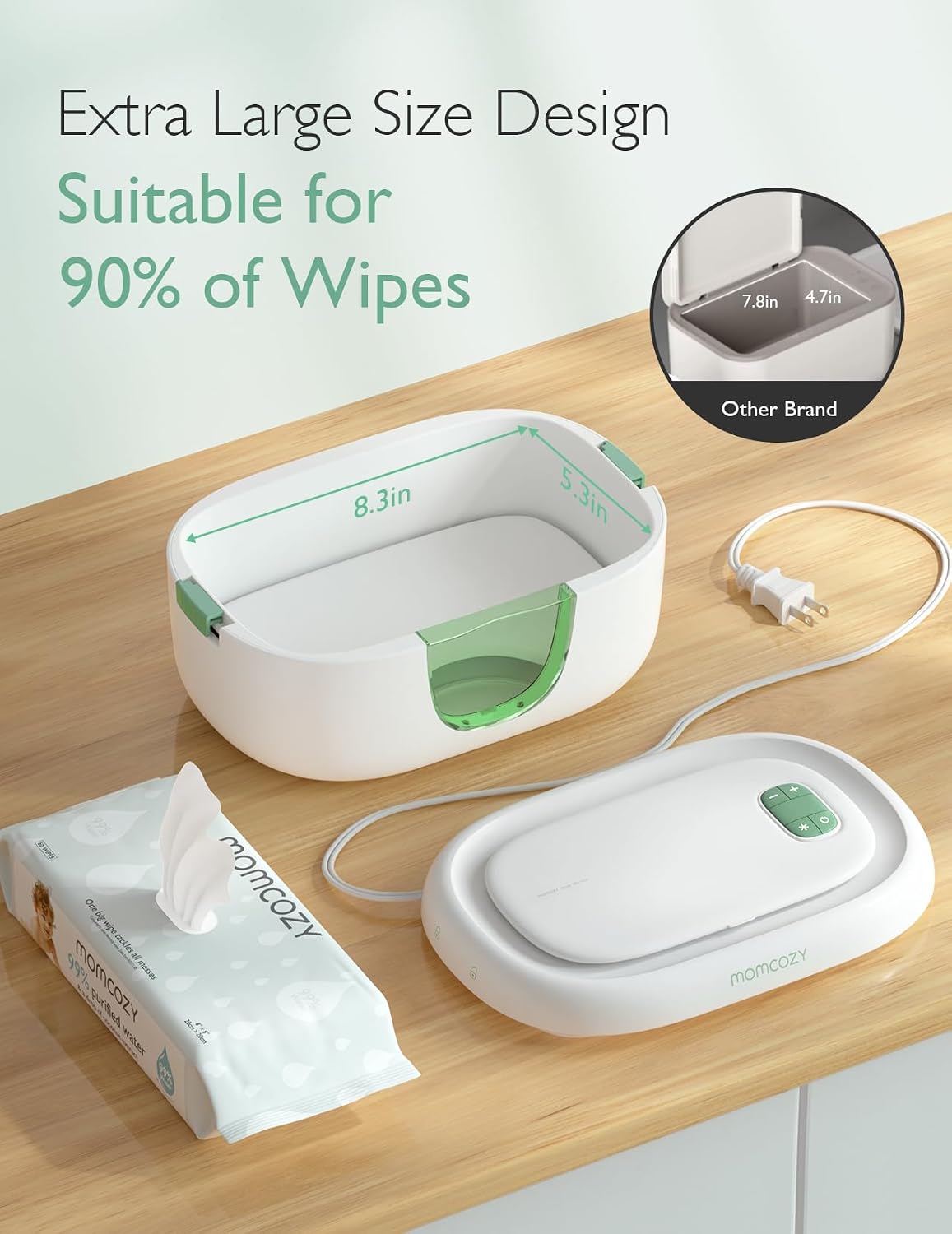 Momcozy Baby Wipe Warmer, Innovative Spring Design,Large Capacity Dispenser
