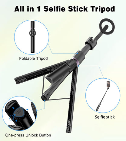 TONEOF 68" Magnetic Aluminum Phone Tripod Selfie Stick for iPhone & Android