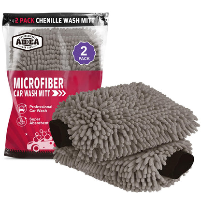 AIDEA Car Wash Mitt Microfiber, 4PK,Car Wash Brush, Green 8''X12''