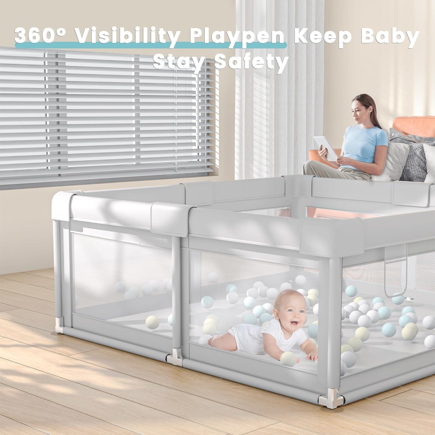 Hiaksedt Baby Playpen 50x50 Inch, Play Pens for Babies and Toddlers