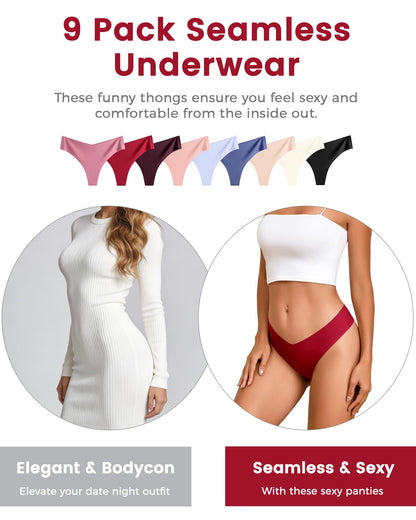 Take Talk Underwear Womens 9 Pack Seamless Thongs No Show Workout Panties