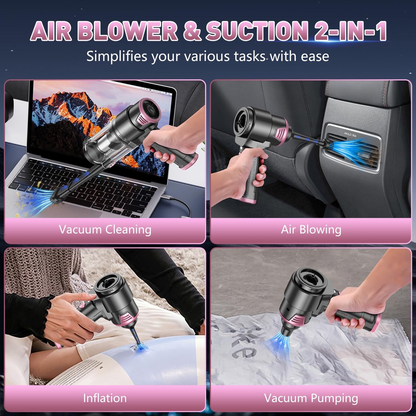 KMM Handheld Car Vacuum Cleaner, Hand Held Vacuum Cleaner and Air Duster