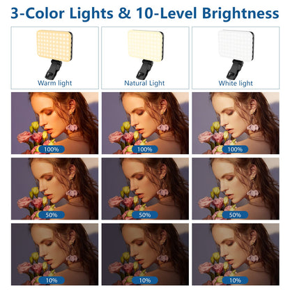 ALTSON 60 LED Portable Selfie Light Video Conference Lighting with Clip & Camera Tripod Adapter Rechargeable 2200mAh CRI 97+, 9 Light Modes for Phone iPhone Webcam Laptop Photo Makeup