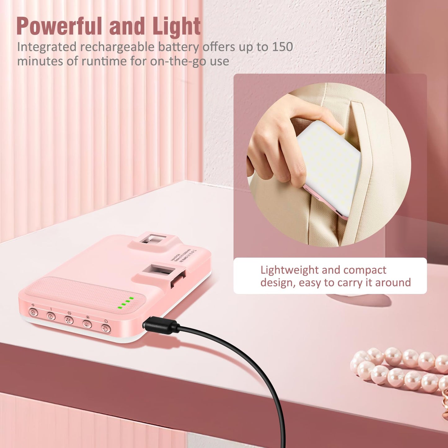 ALTSON 60 LED Portable Selfie Light Video Conference Lighting with Clip & Camera Tripod Adapter Rechargeable 2200mAh CRI 97+, 3 Light Modes for Phone iPhone Webcam Laptop Photo Makeup