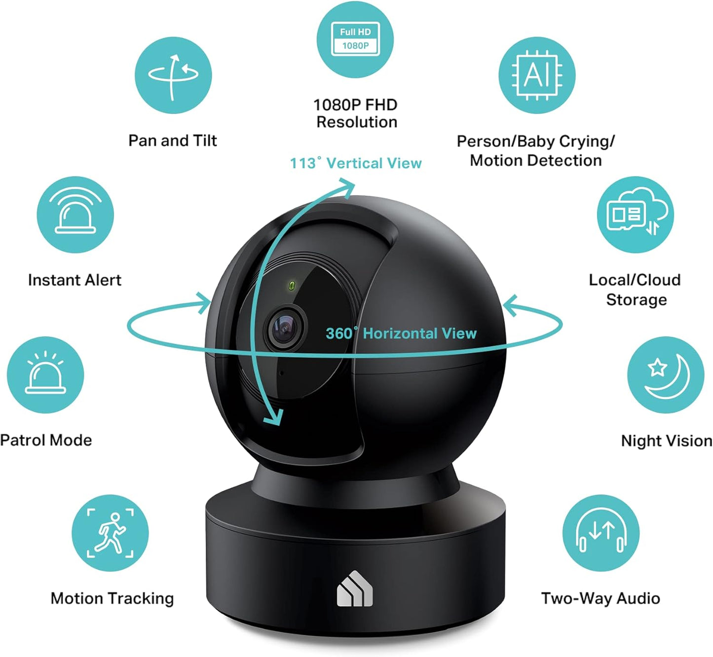 Kasa 1080p Indoor Pan/Tilt Wired Security Camera, Baby & Pet Monitor, EC71