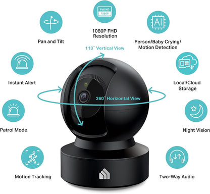 Kasa 1080p Indoor Pan/Tilt Wired Security Camera, Baby & Pet Monitor, EC71