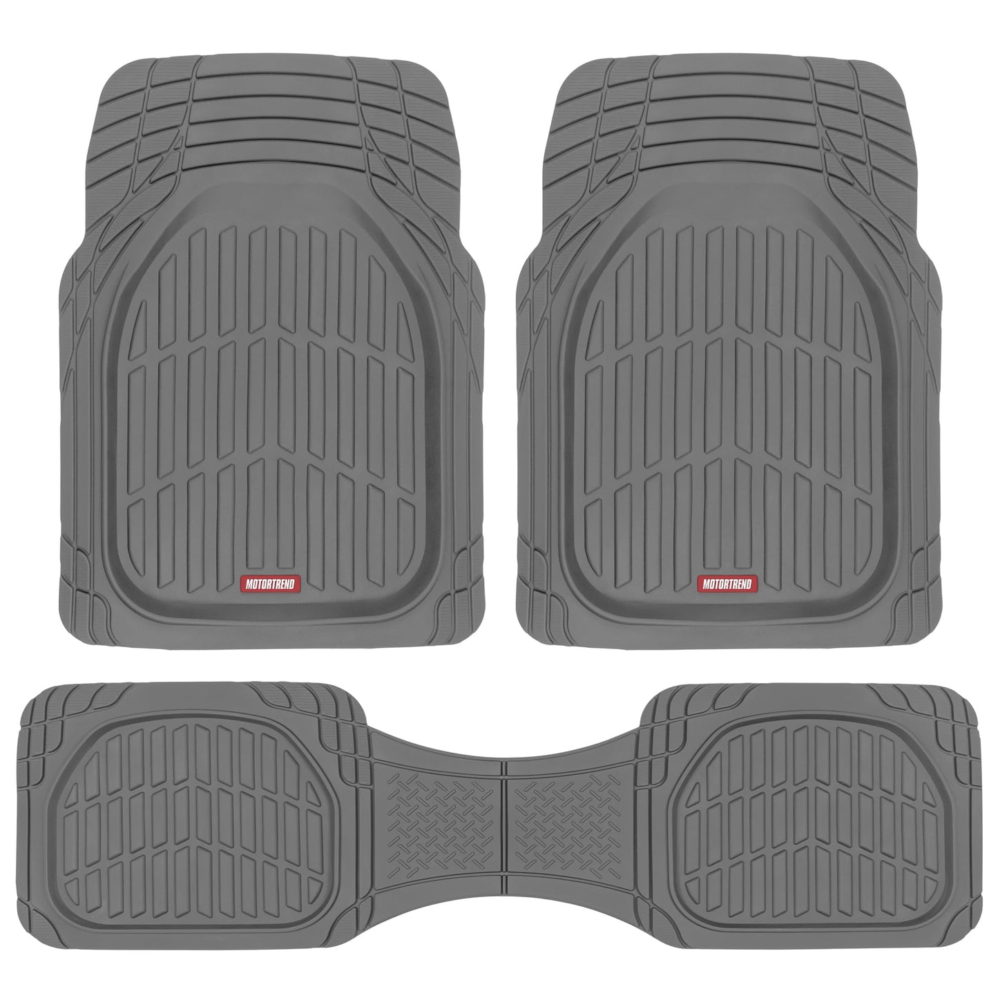 Motor Trend -2 Piece Front Car Floor Mats- Black FlexTough Contour Liners-Deep Dish Heavy Duty Rubber Floor Mats for Car SUV Truck & Van-All Weather Protection, Universal Trim to Fit