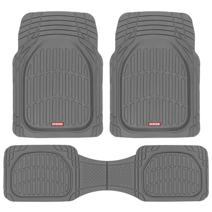 Motor Trend -2 Piece Front Car Floor Mats- Black FlexTough Contour Liners-Deep Dish Heavy Duty Rubber Floor Mats for Car SUV Truck & Van-All Weather Protection, Universal Trim to Fit
