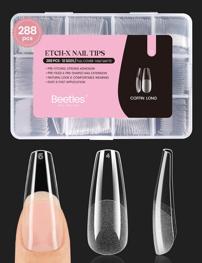 Beetles Soft Gel Nail Tips Short Almond 288pcs in 12 Sizes Etch-X