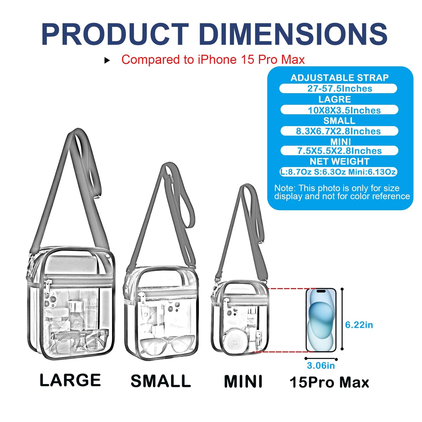 USPECLARE Clear Purse for Stadium Events Transparent Messenger Bag