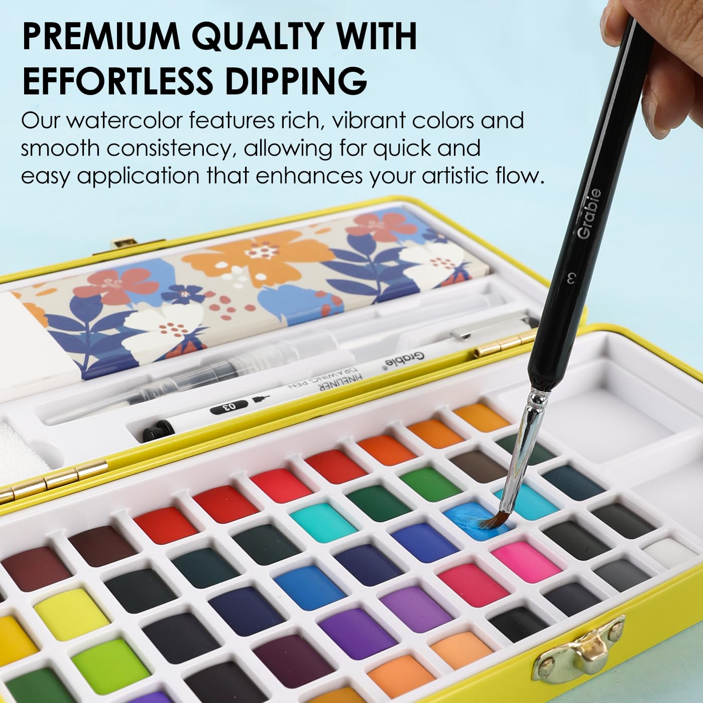 Grabie 50 Color Watercolor Paint Set with Brush Pens