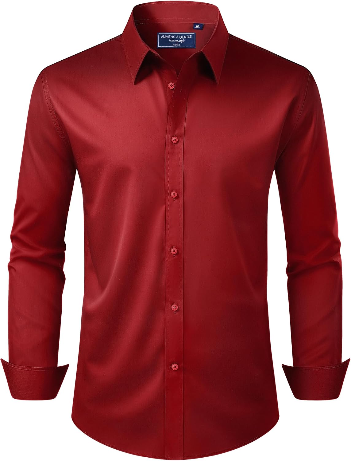 Alimens & Gentle Men's Dress Shirt Regular Fit Stretch Stain Shield Long Sleeve Solid Business Wedding Button Down Shirts