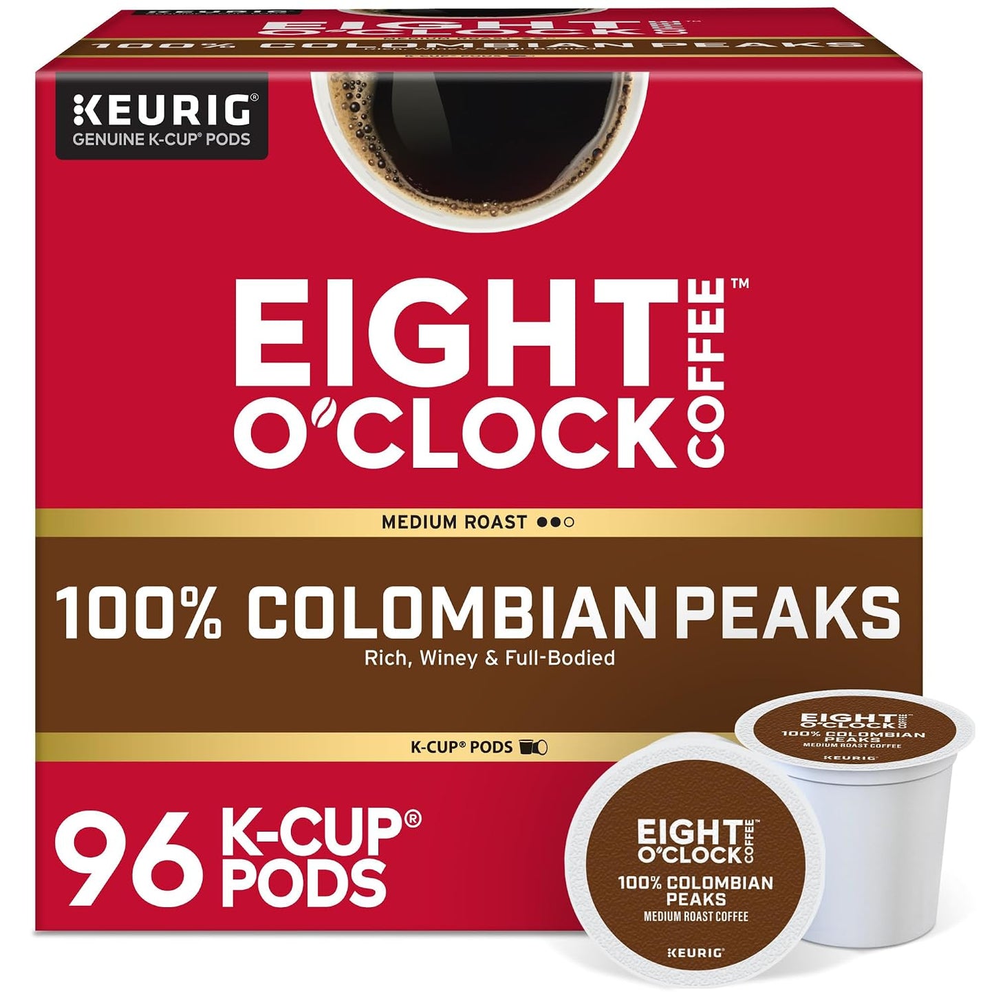 Eight O'Clock Coffee Hazelnut, Single-Serve Keurig K-Cup Pods, Flavored Medium Roast Coffee Pods, 96 Count