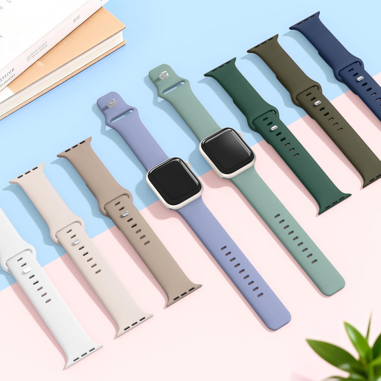 10 Pack Silicone Sport Bands Compatible with Apple Watch Band Women Men