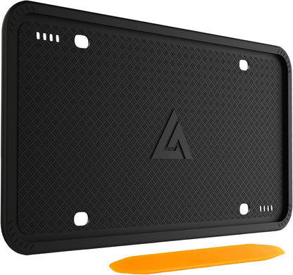 Aujen Silicone License Plate Frames Black, 2 Pack Car License Plate Frame, Universal US Black License Plate Holders Brackets Rust-Proof, Weather & Rattle-Proof, Car Accessories