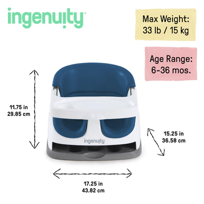 Ingenuity Baby Base 2-in-1 Booster Feeding and Floor Seat with Self-Storing Tray - Cashmere