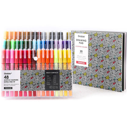 Grabie 6 White Acrylic Paint Markers, 0.7 mm Extra Fine Tip