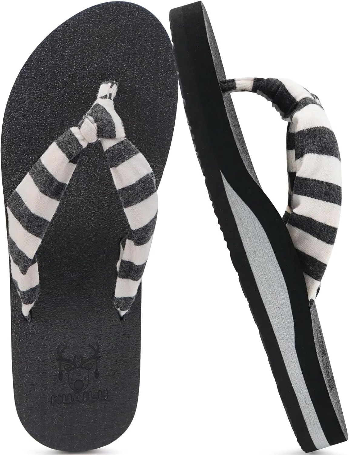 KuaiLu Flip Flops for Women with Arch Support Summer Beach Thong Sandals