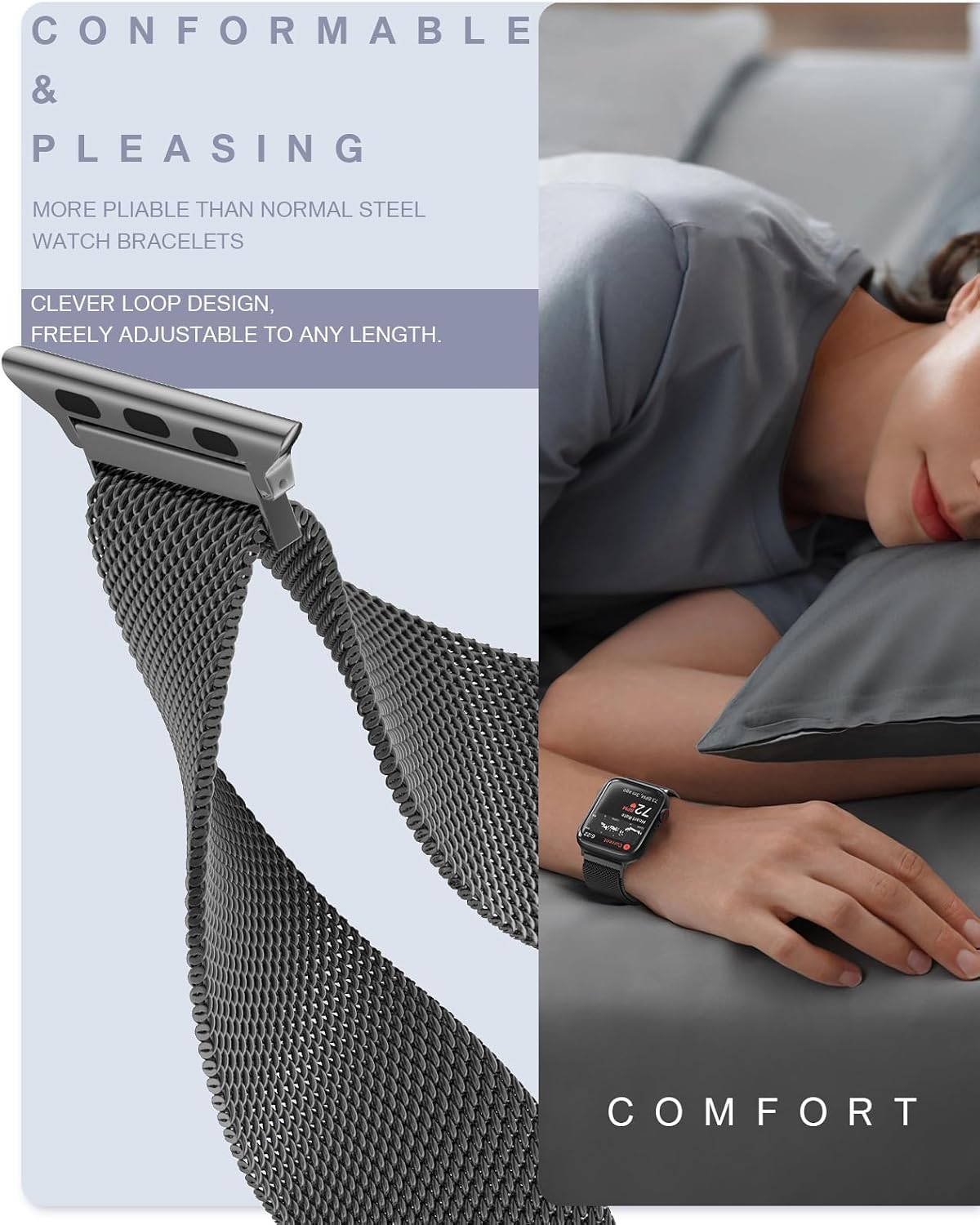 Original Milanese Loop Compatible with Apple Watch Bands for Women & Men
