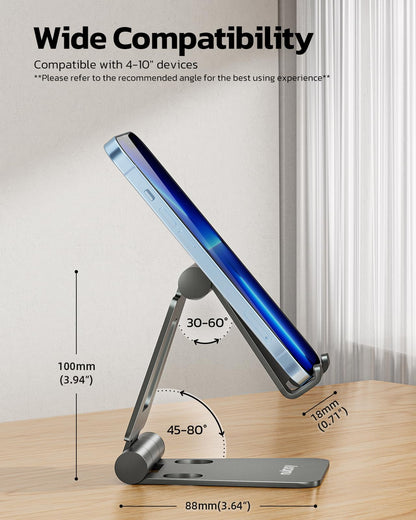 Nulaxy Full Aluminum Dual Folding Cell Phone Stand for Desk, Black
