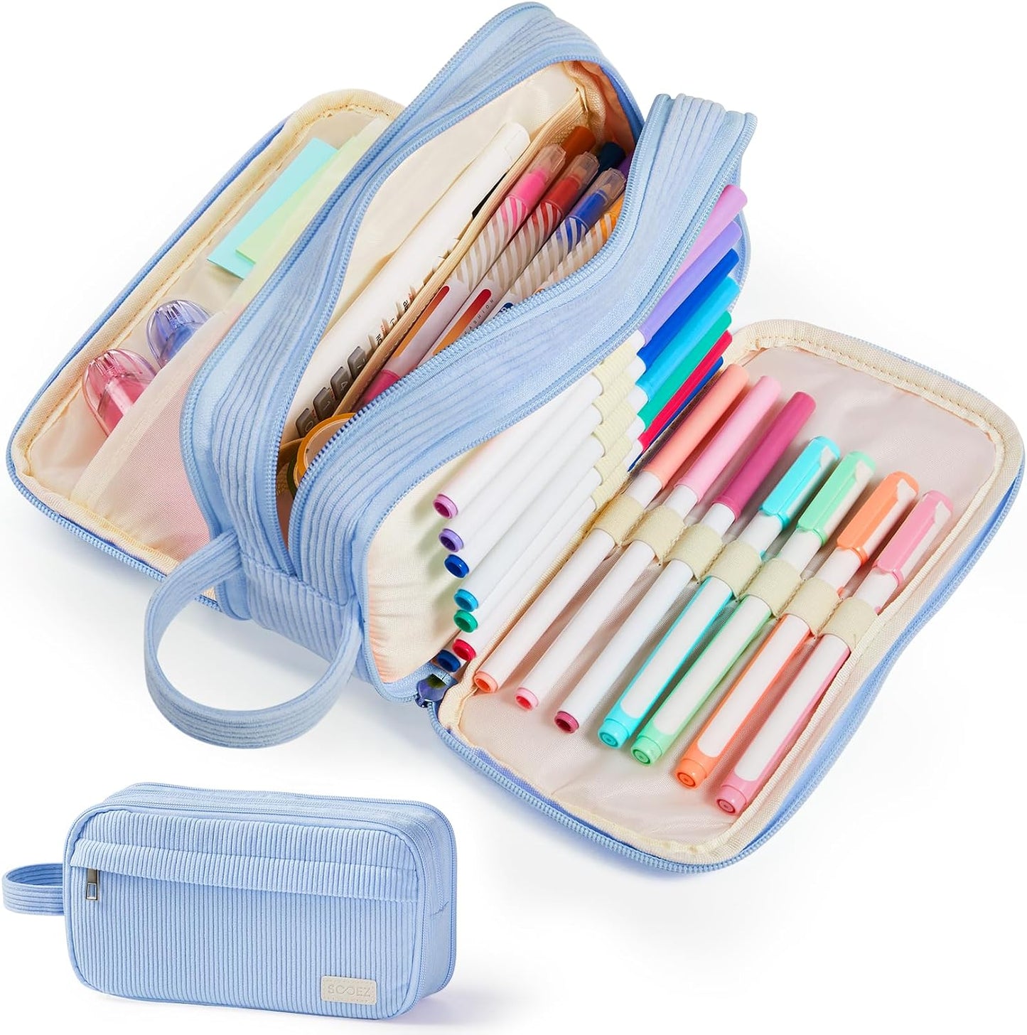 Sooez High Capacity Pencil Case, Soft Corduroy Pencil Pouch