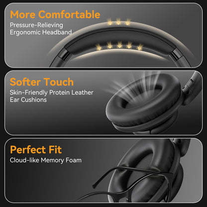 Wired Headphones with Mic, 3.5mm Headphones Volume Control for School Blue