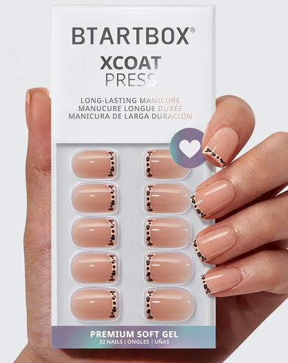 BTArtbox Press On Nails, Vanilla Cream, Short Square, Ombre Peach, 32Ct